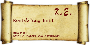 Komlóssy Emil névjegykártya